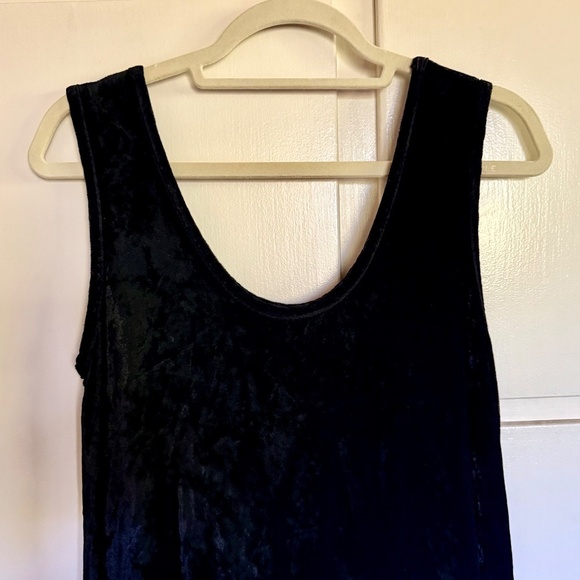 CP Shades Black Crushed Velvet Sleeveless Tank Midi Dress Size Small Lagenlook - Picture 2 of 9